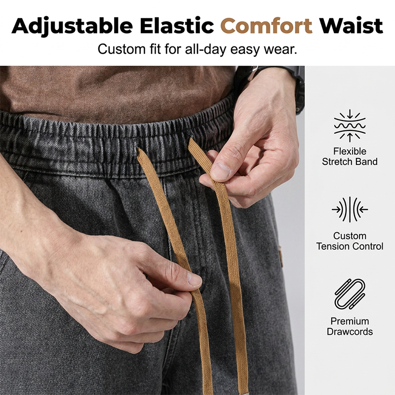 Men's Summer Lightweight Denim Shorts Loose Fit Casual Five-Point Pants