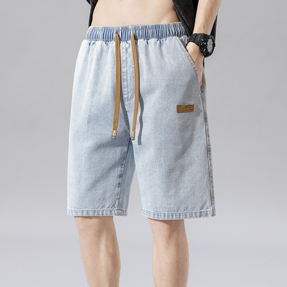 Men's Summer Lightweight Denim Shorts Loose Fit Casual Five-Point Pants