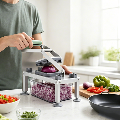 🥕 9-in-1 Vegetable Slicer – versatile kitchen tool for slicing, dicing, grating & shredding, with a practical collection container ✨