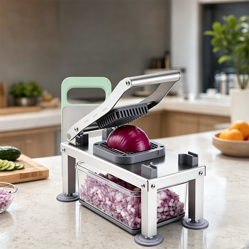 🥕 9-in-1 Vegetable Slicer – versatile kitchen tool for slicing, dicing, grating & shredding, with a practical collection container ✨