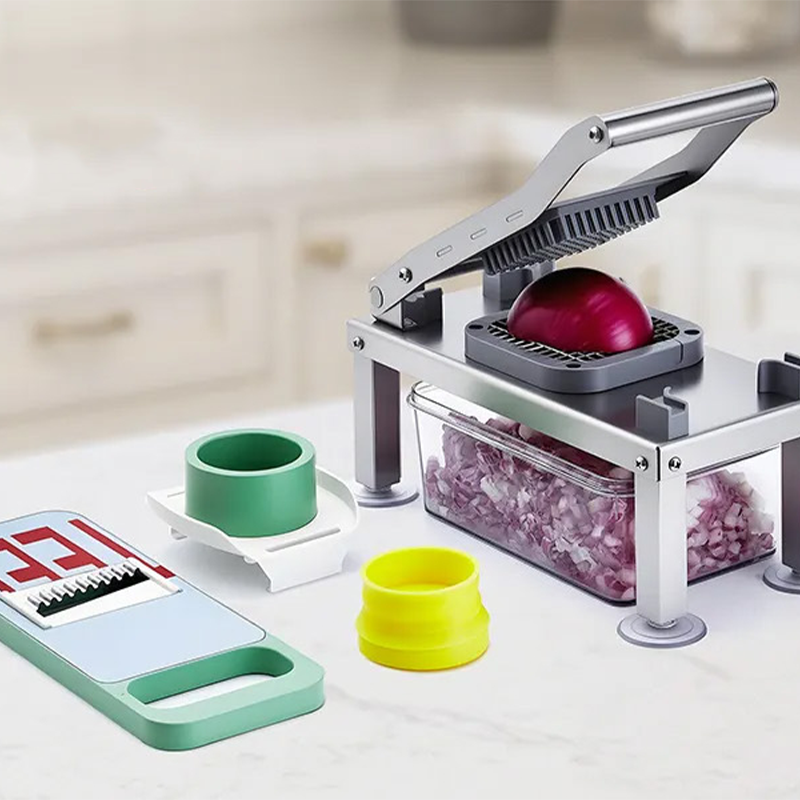 🥕 9-in-1 Vegetable Slicer – versatile kitchen tool for slicing, dicing, grating & shredding, with a practical collection container ✨