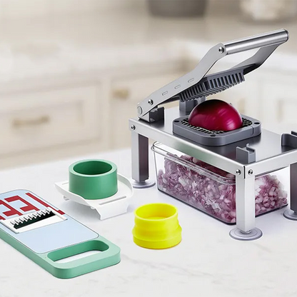 🥕 9-in-1 Vegetable Slicer – versatile kitchen tool for slicing, dicing, grating & shredding, with a practical collection container ✨