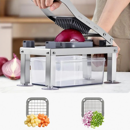 🥕 9-in-1 Vegetable Slicer – versatile kitchen tool for slicing, dicing, grating & shredding, with a practical collection container ✨
