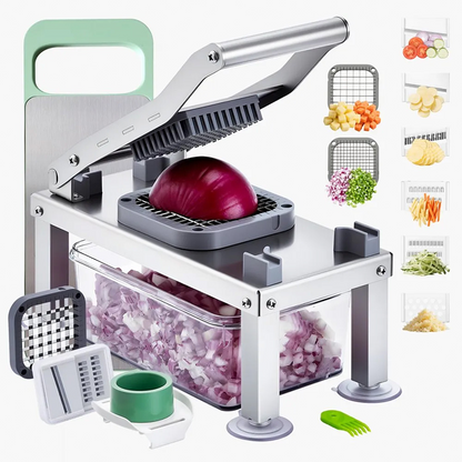 🥕 9-in-1 Vegetable Slicer – versatile kitchen tool for slicing, dicing, grating & shredding, with a practical collection container ✨
