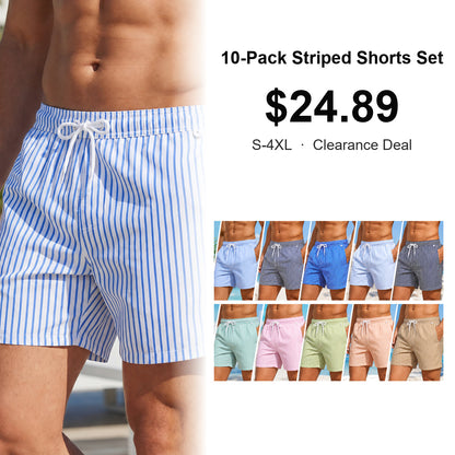 Men's Regular Fit Striped Print Shorts for Summer