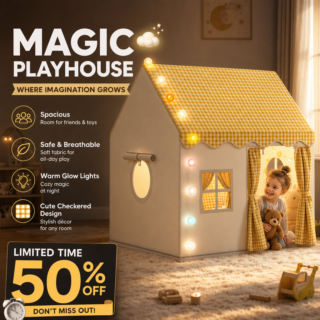 🏰 50% OFF NOW! ⏰ Children's Play Tent Castle – Spacious & easy to set up – Breathable fabric, perfect for indoor or outdoor fun – encourages imaginative play ✨🧸